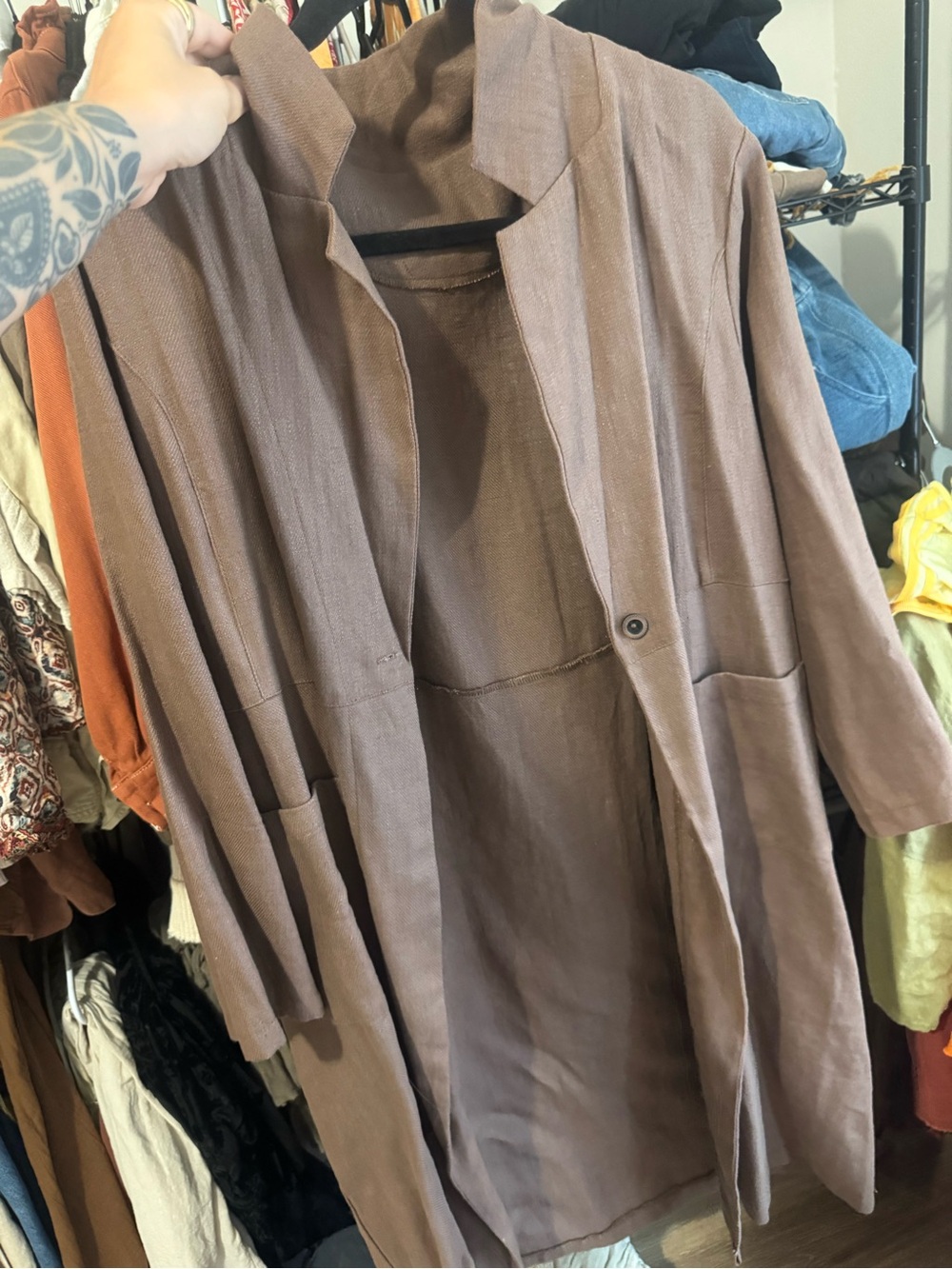 Women's Brown Linen Jacket